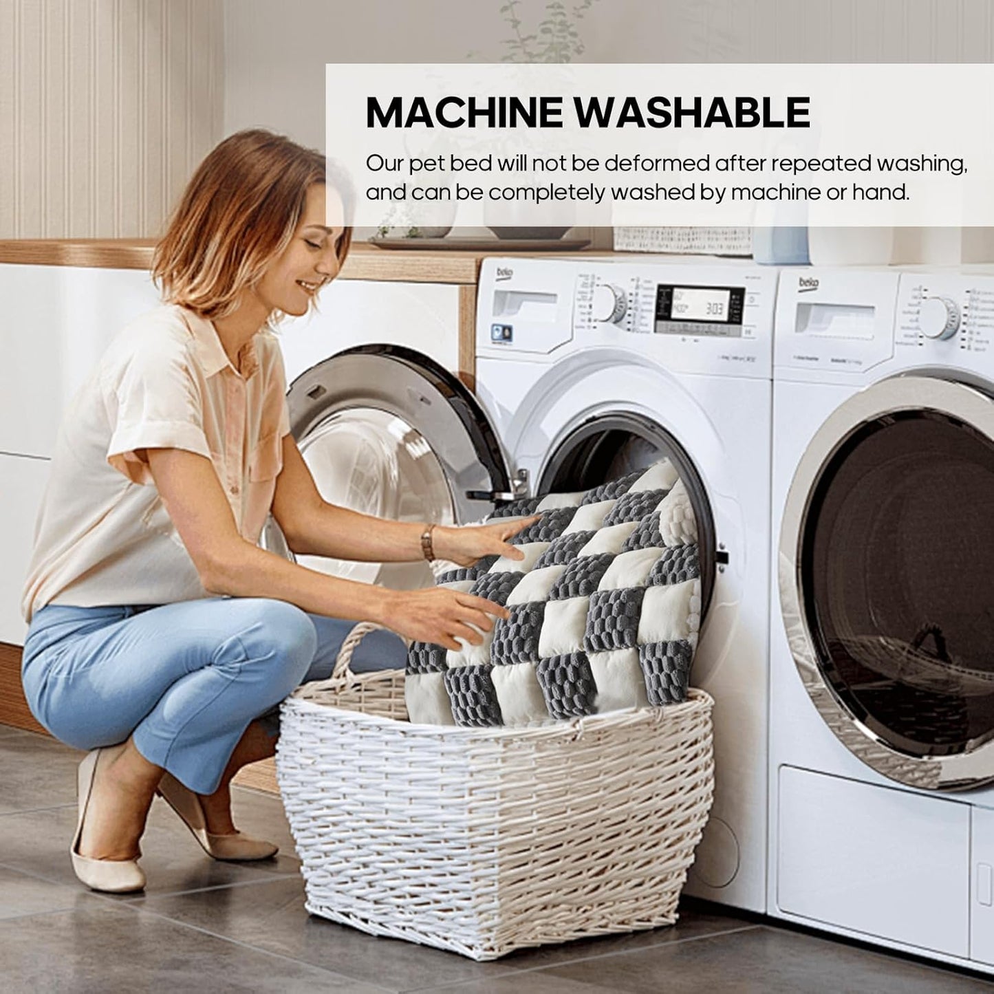 Dog Couch Bed, Thick Flannel Dog Couch Cover Protector, Washable Pet Couch Covers for Sofa, Non-Slip Couch Covers for Dogs, Pet Bed Mat for Couch (BuleGrey&White, L-39.37 x 33.45 inch)