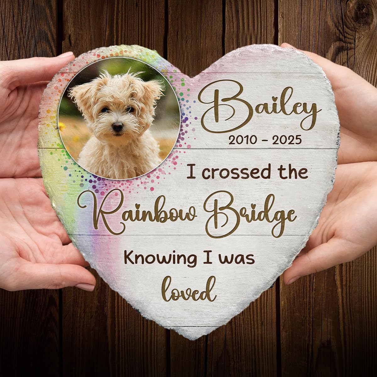 Personalized Pet Memorial Stones for Dogs - Rainbow Bridge Dog Memorial Gifts - Custom Heart Stone Plaque for Grave Markers - Loss Sympathy Gift