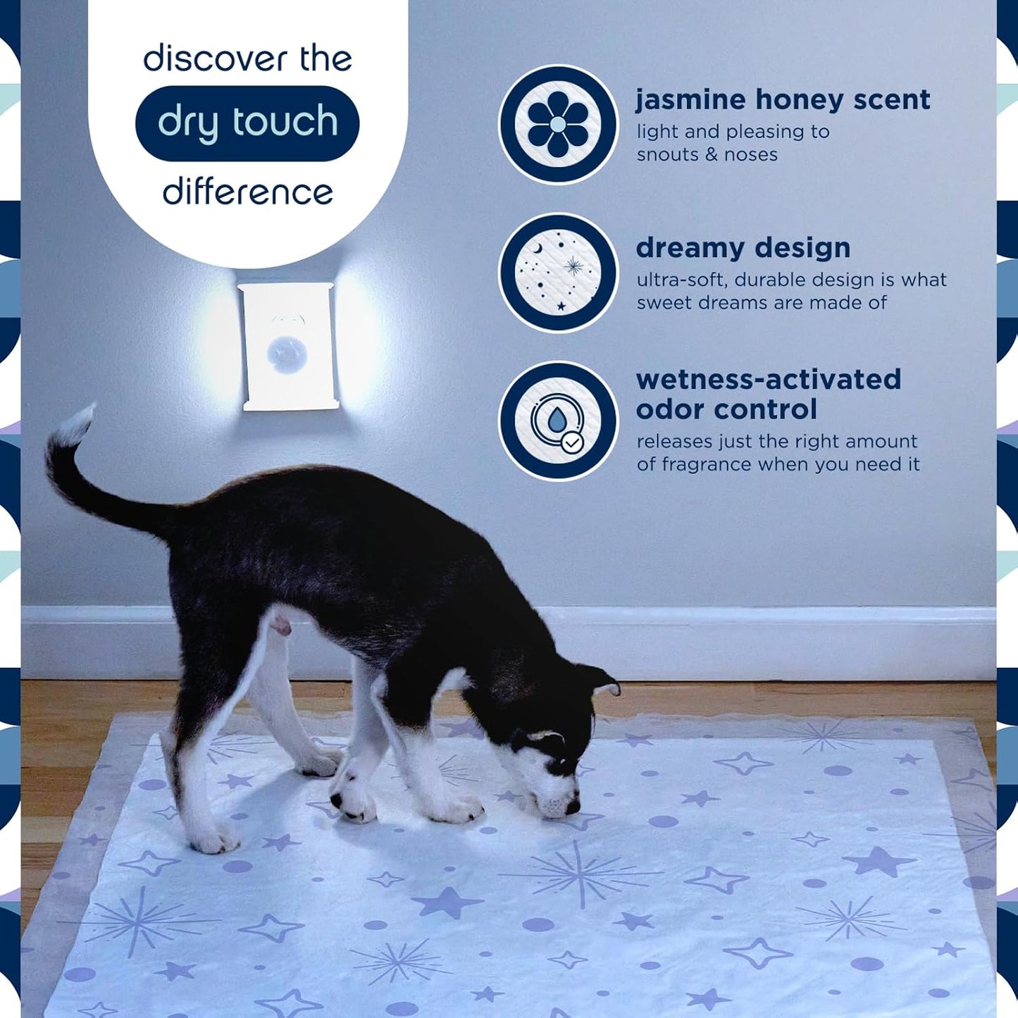 Pet Life Unlimited Overnight Extra Extra Large Puppy Pads – 30" x 36", 30 Count (XXL) | Stylish Dog Training Pads with Odor Controlling Wetness-Activated Jasmine Honey Scent | USA Made