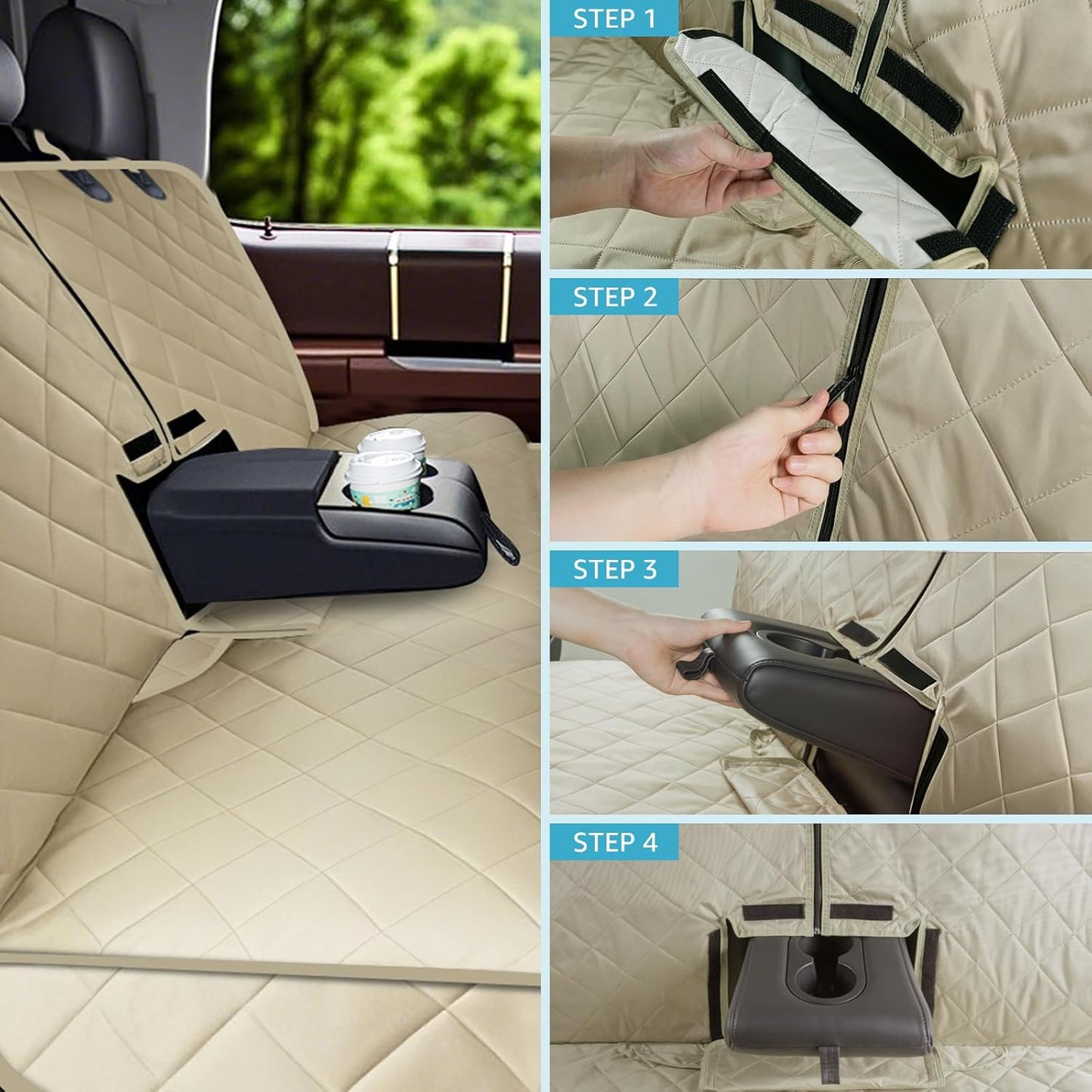 Lassie 4 in 1 Dog Floor Hammock for Crew Cab,100% Waterproof Backseat Cover Dog Seat Covers, Bench Protector for Ford F150, Chevy Silverado,GMC Sierra,Toyota Tundra,Ram 1500 Truck etc