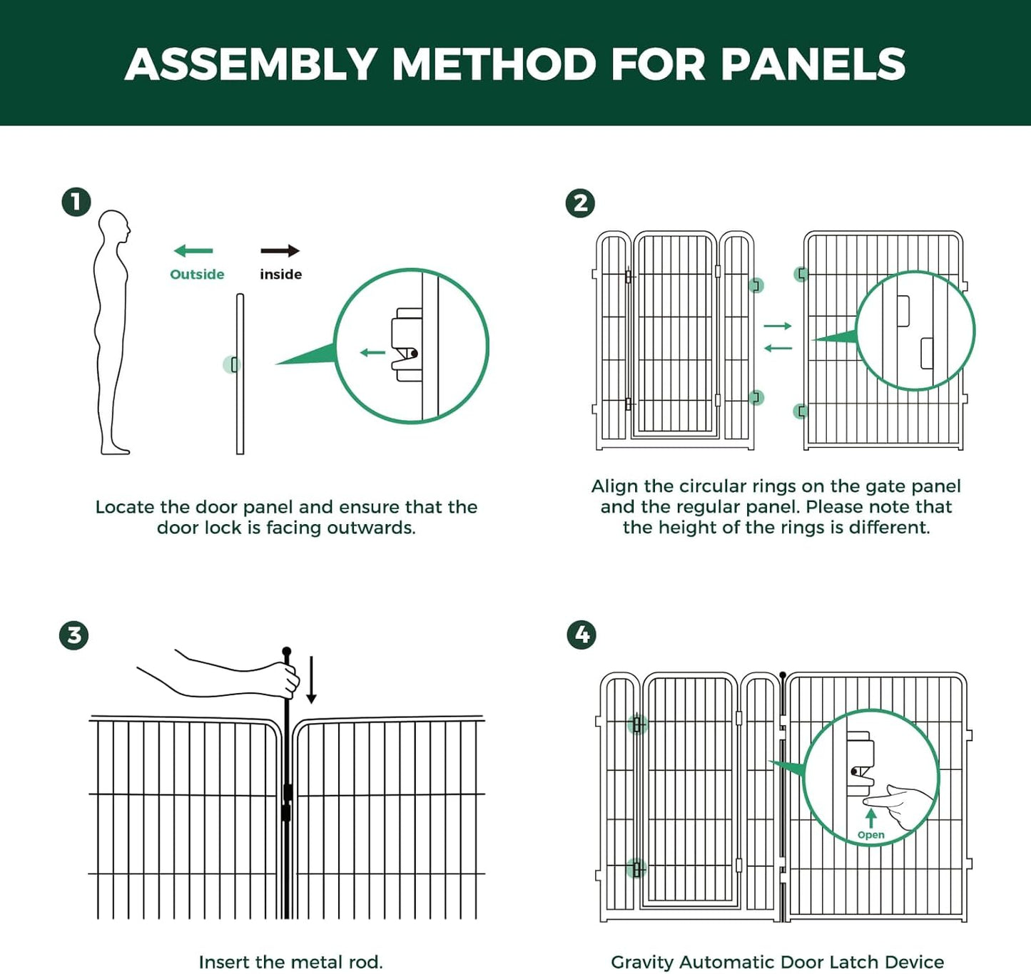 FXW Dog Gate Extra Wide Designed for Indoor Use, Adjustable Width Up to 219-inch Wide (45" H 8 Wire Panels for Large Dogs), Black