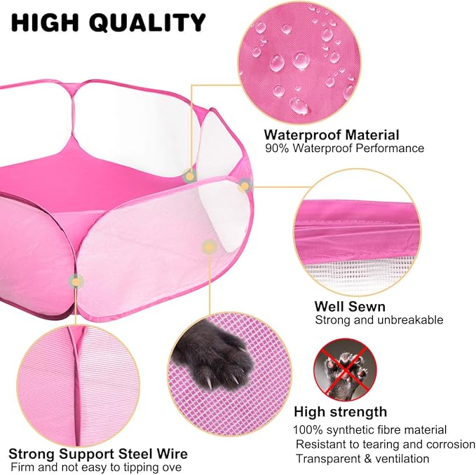Guinea Pig Cage Rabbit Cage Indoor with Mat Playpen Perfect Size for Small Animal Pet Play Pen Easy to Clean Exercise Yard Fence Portable Tent for Hamsters, Chinchillas, Hedgehog, Puppy, Cats
