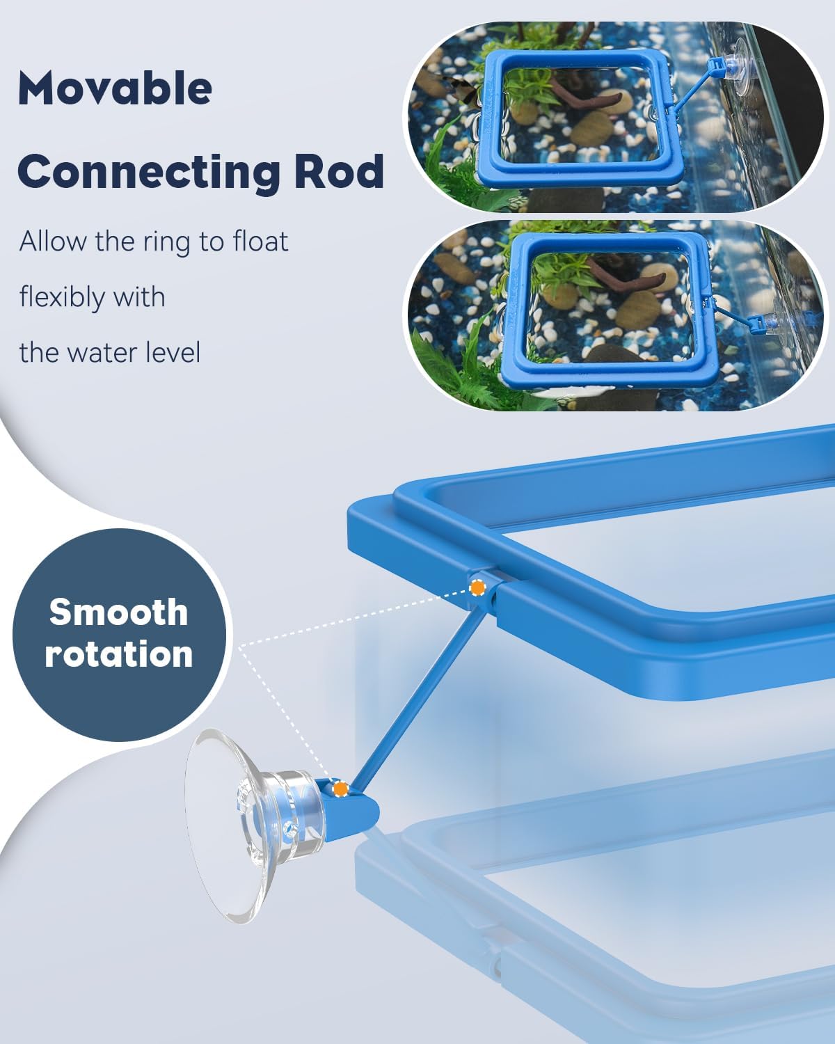 Pawfly Fish Feeding Ring for Fish Tank Aquarium Feeding Ring with Suction Cup Square Floating Food Feeder Small Feeder Circle for Betta Goldfish Guppy & Turtle