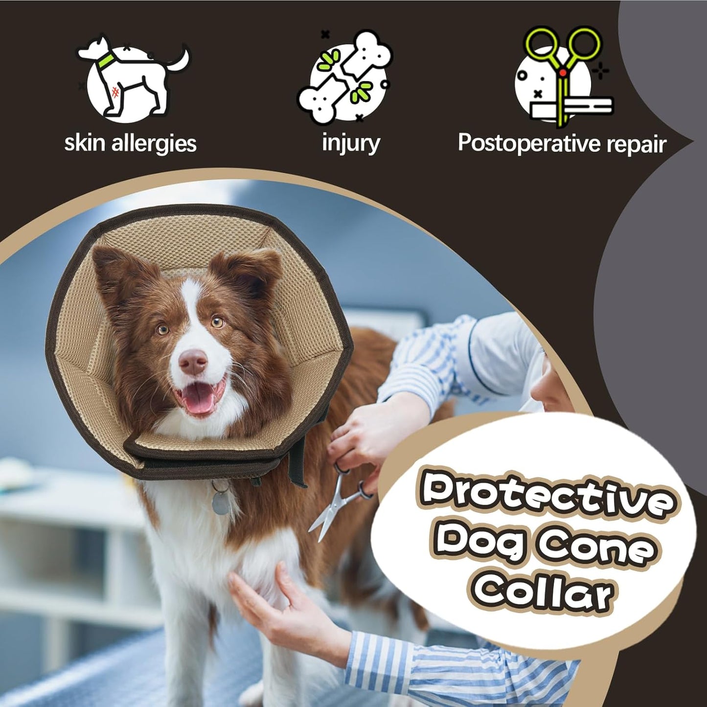 Dog Cone Collar Soft Cone for Medium Dogs After Surgery Adjustable Elizabethan Collar for Dogs to Stop Licking Wounds, Biting Stitches Professional Pet Recovery Cones E-Collar for Dog