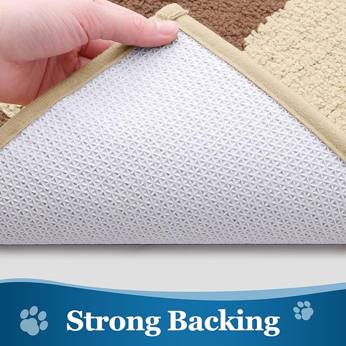 Buganda Dog Door Mat for Muddy Paws, Absorbent Dirt Trapper Washable Indoor Doormats, Non Slip Low-Profile Mud Mat for Dogs, Front Entrance Doormat for Inside Floor (40x32 Inches, Light Beige)