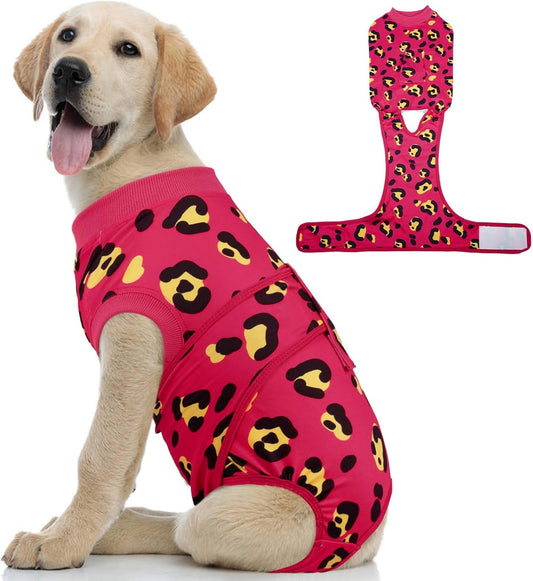 Kuoser Dog Recovery Suit for Dogs After Surgery,Professional Surgical Onesie for Female Male Dogs Spay Neuter,Soft Dog Surgery Suit Bodysuit for Abdominal Wounds Skin Disease,Rose L