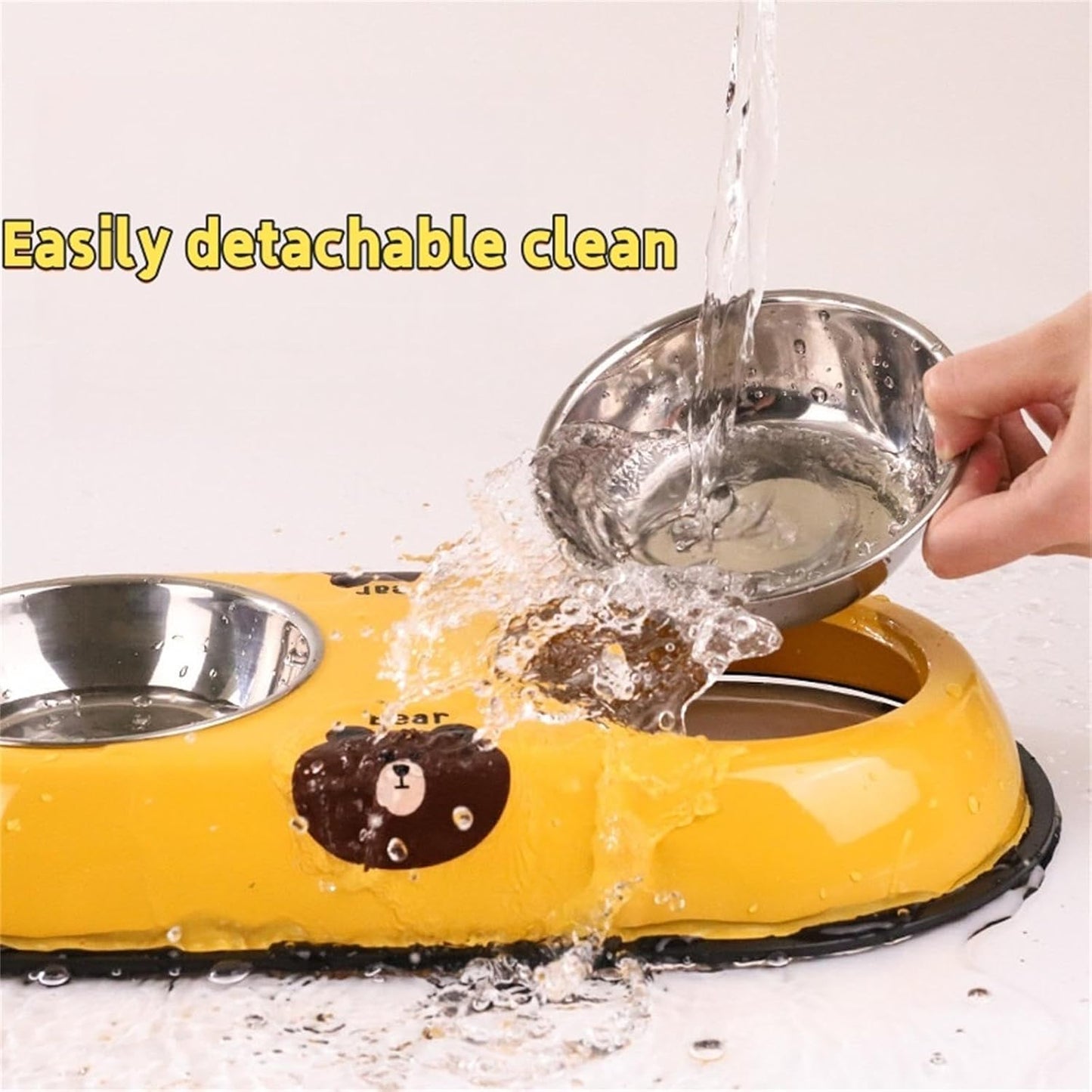 Stainless Steel Dog Bowl - Pet Double Bowls Set with Non-Slip Base for Food and Water Pet Puppy Cats Dishes for Small and Large （Large）