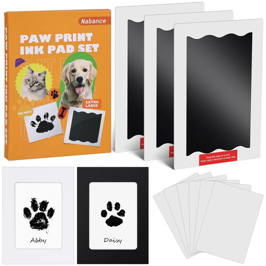 Nabance Paw Print Kit, Dog Nose Print Kit, No Mess Stamp Pad for Dogs & Cats, 11Pcs Pet Impression Kit with Photo Frames, Clean Touch Ink Pads