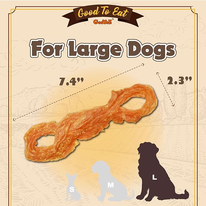 Gootoe Turkey Tendon Dog Treats, Rope (L) 3.53 oz, USA-Sourced Turkey Tendon, Natural Snack, Premium Puppy Chews, Hypoallergenic, Reseal Value Bags, Size for Large Dogs (Pack of 2)
