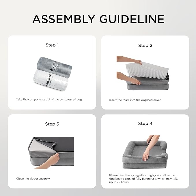 Bedsure Orthopedic Dog Beds for Extra Small Dogs- Washable Dog Cat Bed Waterproof, Comfort Pet Couch Sofa with Washable Removable Cover, Pets Bed with Nonskid Bottom, Grey, 20"