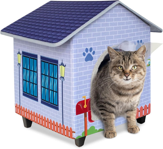 Elevated Cat Houses for Indoor/Outdoor Covered Kitten Beds Feral Cat Shelter Hideaway Bed Easy to Assemble