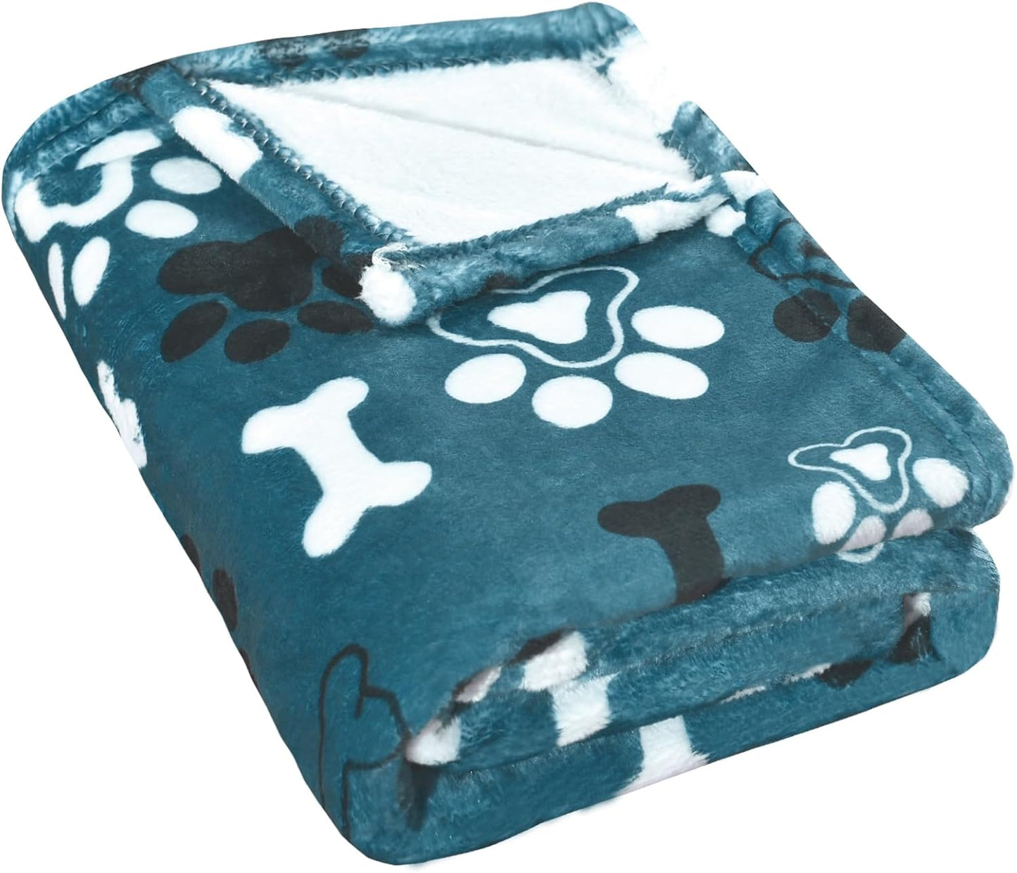 Dog Blanket,Super Soft Fluffy Premium Fleece Pet Puppy Blanket for Large Medium Dog Cat Mat Cover for Bed Couch,Reversible Cow Print,Turquoise,(41 x 31 Inch)