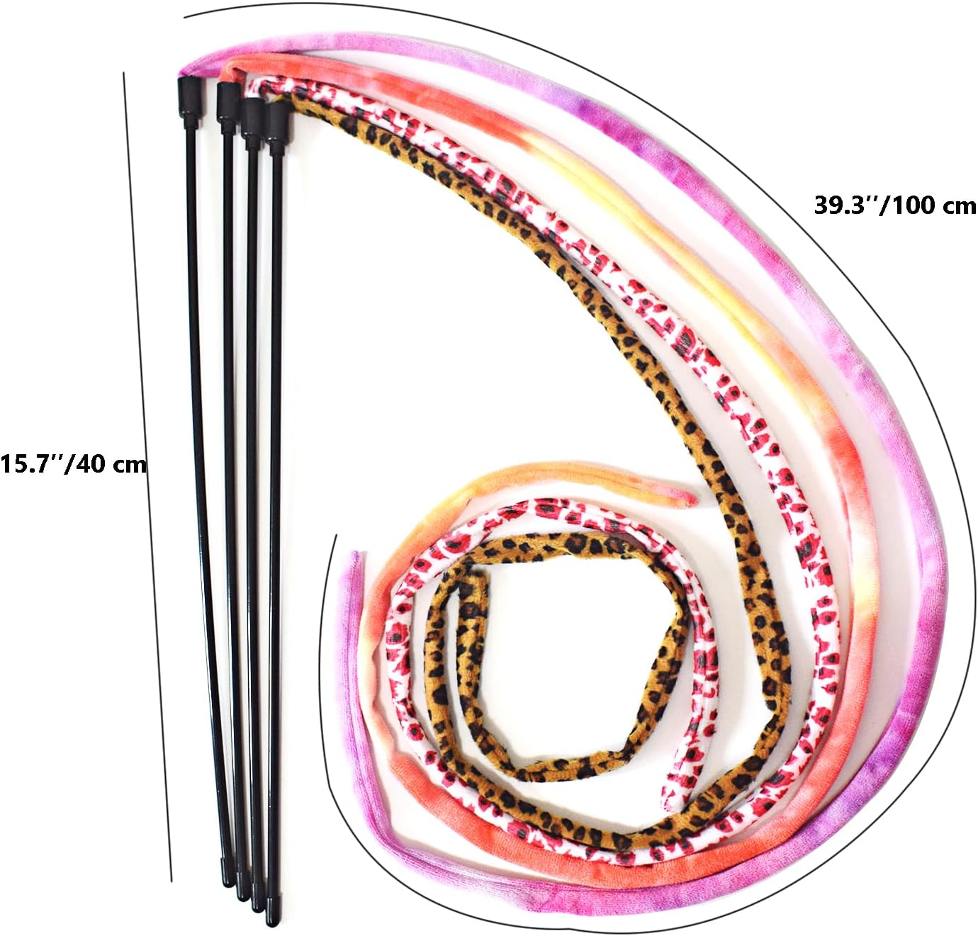 Cat Wand Toys, 4 PCS Plush Srtip Teaser Toy Interactive Teasing Stick Vibrant Teaser Wands for Indoor Cat Kitten Having Fun Exerciser Playing