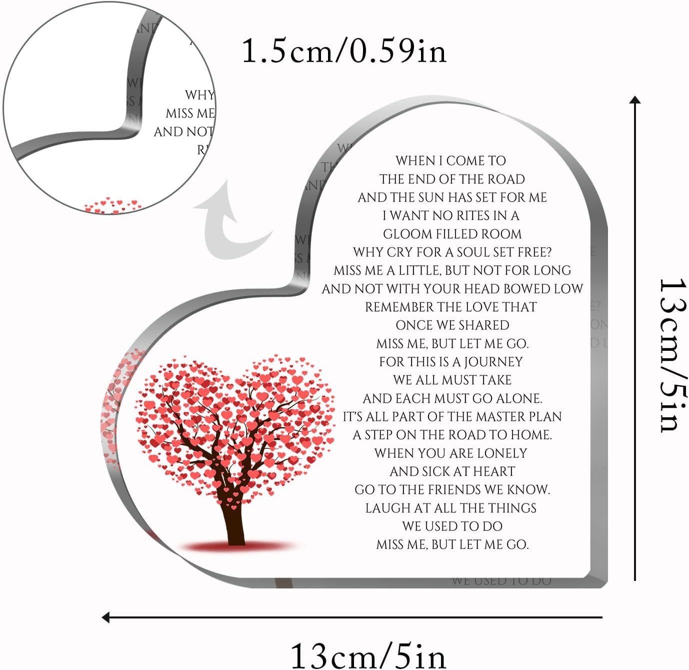 Remembrance Gifts, Sympathy Gifts, Funeral in Memory of Loved One, Heart Shaped Acrylic Decor Sign, Grieving Gift with Sympathy Condolence, Bereavement Condolence Gifts