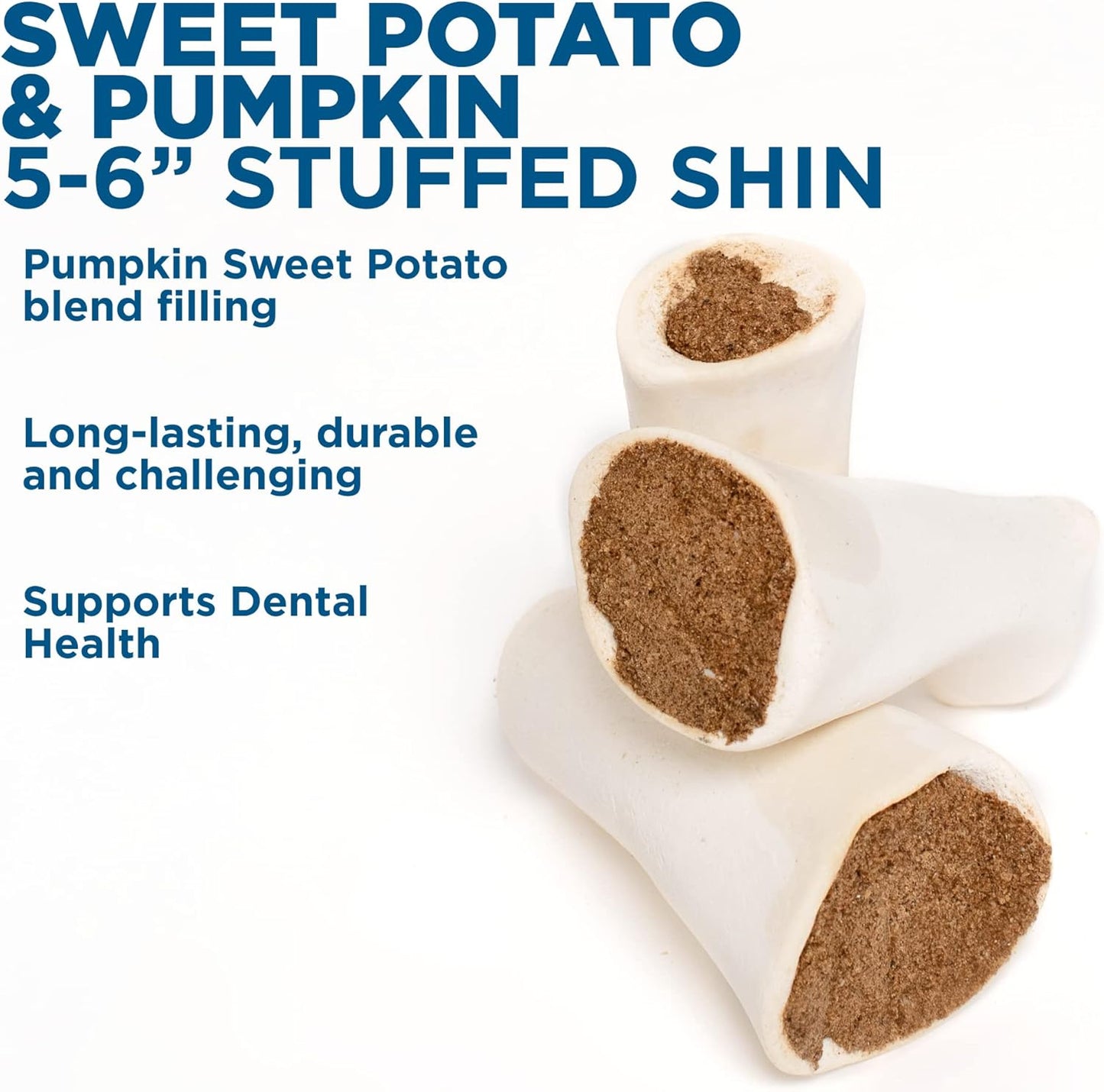 Best Bully Sticks 5-6 Inch Pumpkin Sweet Potato Filled Shin Bones for Dogs - 5 Count (Pack of 1) - Easily Digestible, Long-Lasting, Refillable Treat