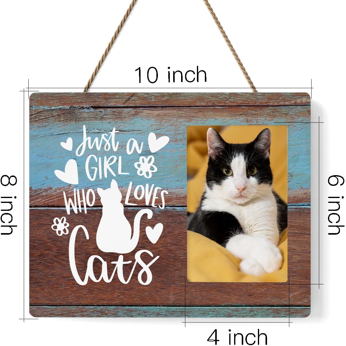 IAXIC Cat Mom Photo Frame Cat Gifts for Cat Lovers Cat Picture Frame Birthday Christmas Friendship Gifts for Women Bestie Niece BFF Daughter Sister Rustic Wooden Picture Frames