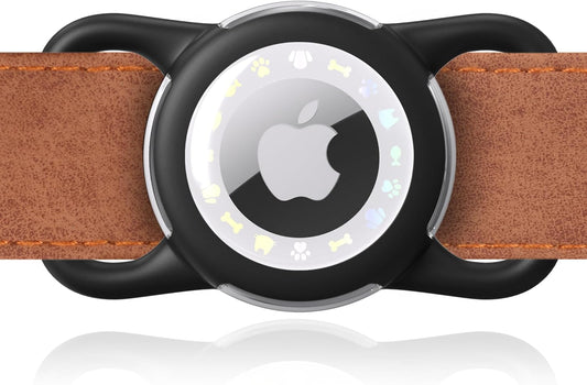 Airtag Dog Collar, Waterproof Airtag Holder for Dog Collar & Cat Collar Slicone Full Body Covered Pet Air Tag Holder (Black, Regular)