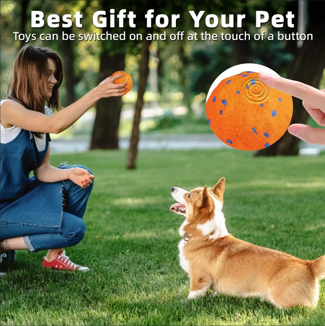 Interactive Dog Toys Ball, Automatic Moving, Bouncing Chew Toys, E-TPU Material, Suitable for Large and Medium-Sized Dogs, Used for Boredom Relief and Daily Training, USB Rechargeable (Orange)
