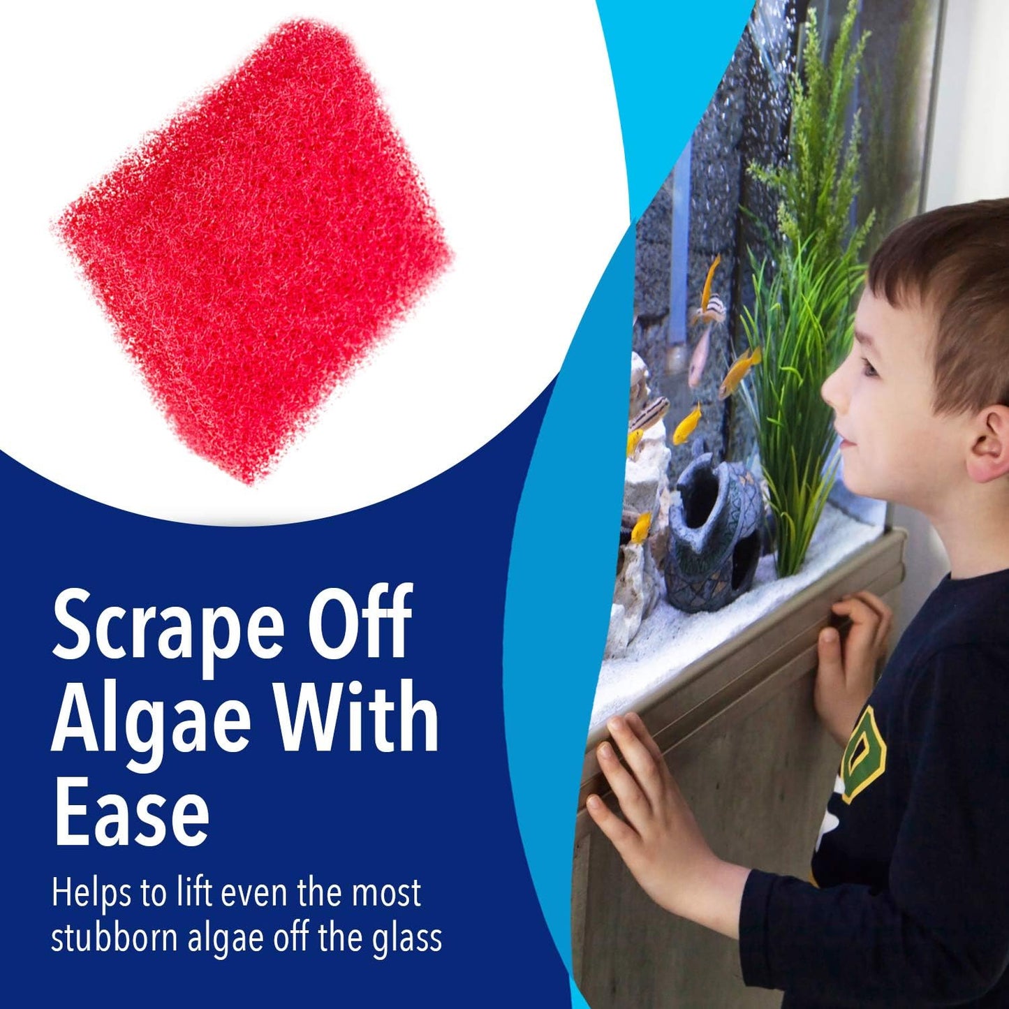 Evergreen Pet Supplies Aquarium Supplies Glass Cleaner Sponge - 4-Pack, Red, 3.25-in x 3.25-in x 1-in - Non-Scratch Aquarium Scrubber & Scraper Pad - Glass Cleaning Tool for Fish & Turtle Tank