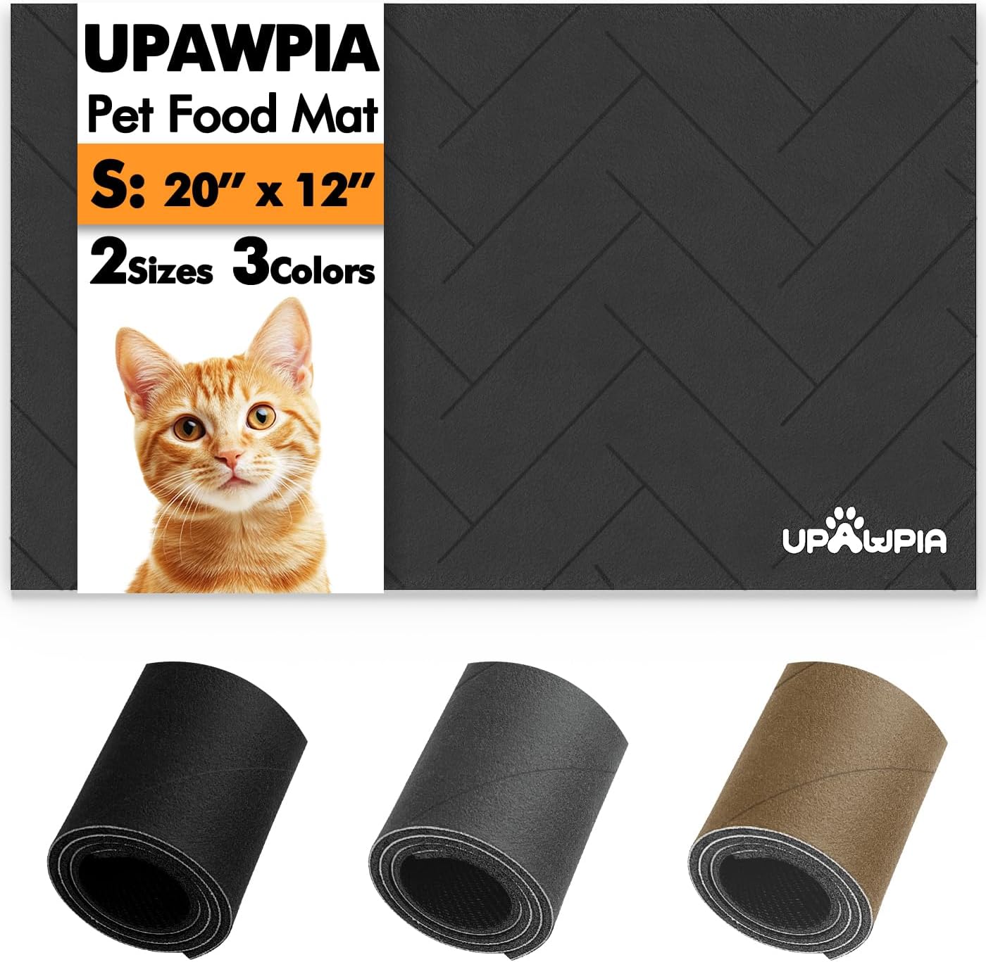 Pet Food Mat Absorbent Cat Food Mat Dog Mat for Food and Water Quick Dry No Stains Dog Feeding Mat Placemat for Messy Drinkers Cat Food Mats for Indoor Cats Bowl Mats Pet Supplies 12"X20" Grey