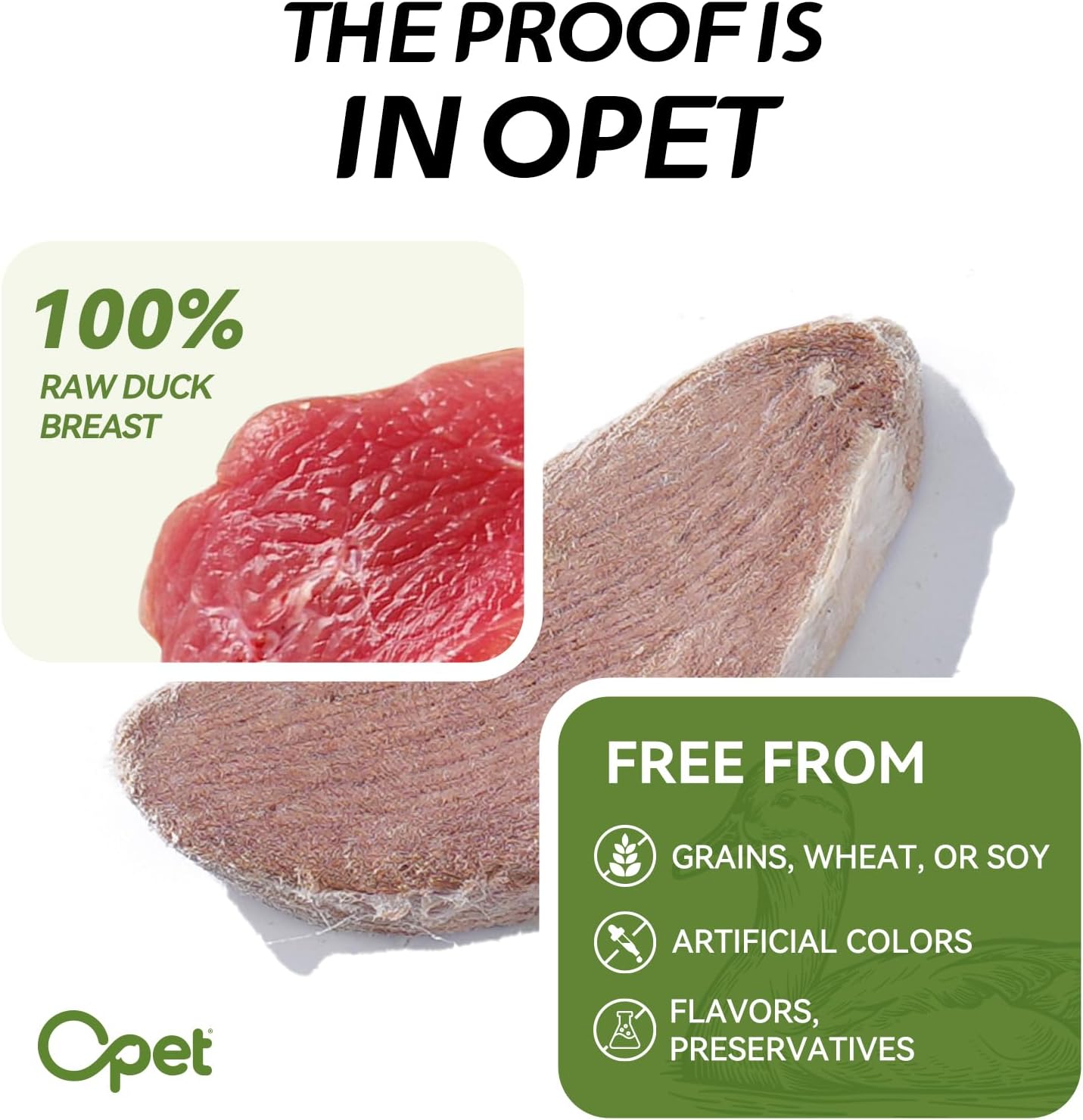 OPET Freeze Dried Duck Cat Treats, Single Ingredient Grain Free High Protein Pet Food for Cats and Dogs, Healthy Training Snacks，Freeze Dried Duck Breast Sliced Fillets (Duck Breast, 1.48 Ounce)