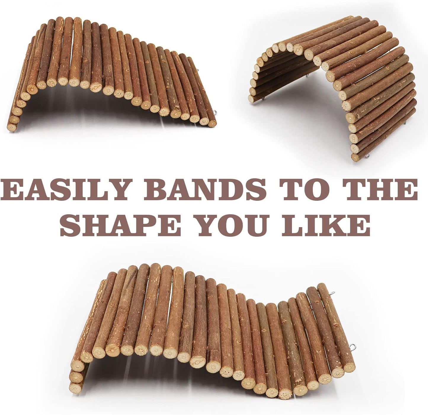 Hermit Crab Climbing Toys, Wooden Hermit Crab Hideout, Reptile Tank Habitat Decor, Bendable Ladder Bridge Tunnel Toys for Lizard Chameleon Hamster Rats Chinchilla Guinea Pig Rabbit Bearded Dragon