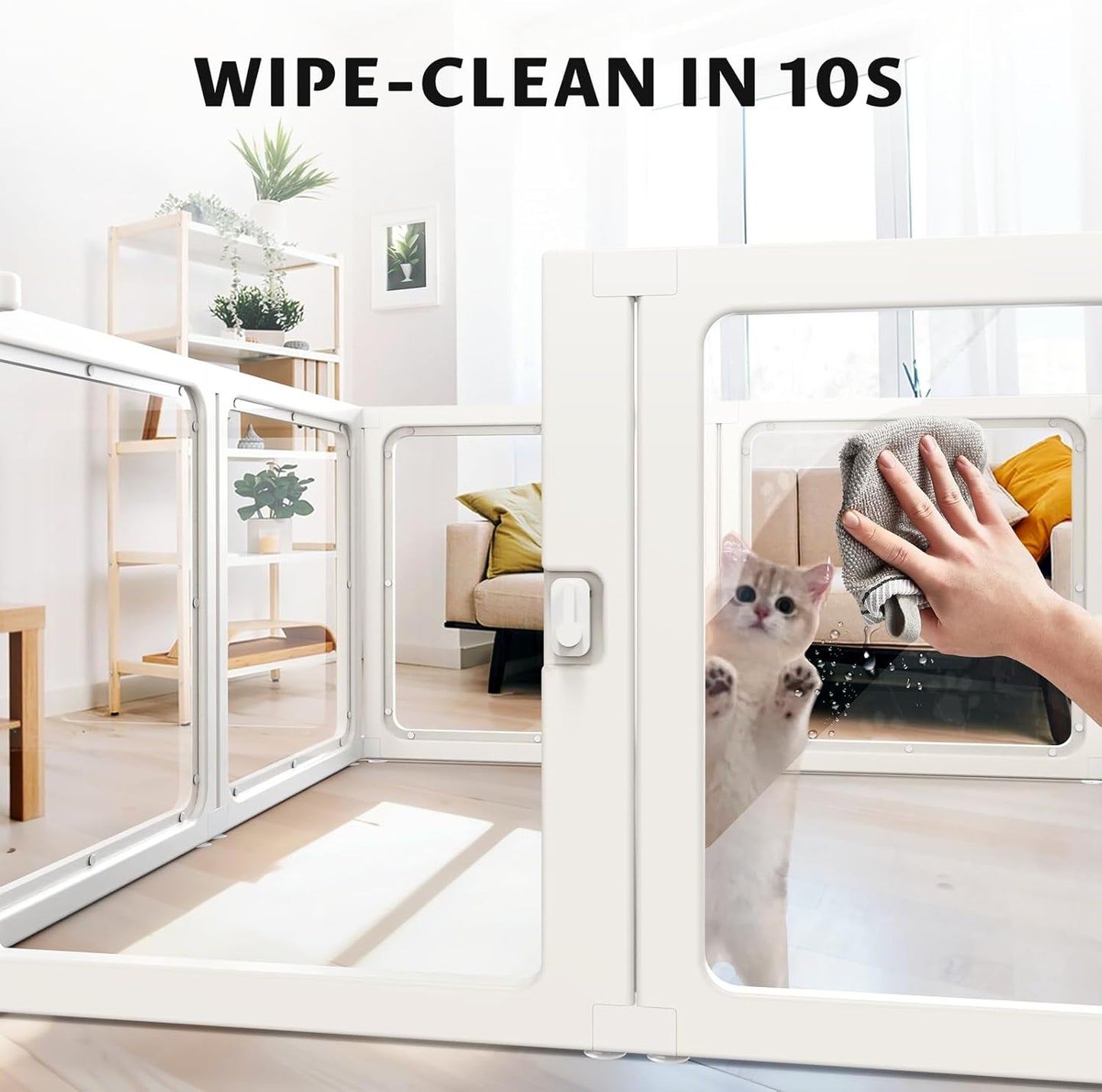 PALOPALO XXL Transparent Acrylic Pet Playpen for Puppies Nursing Dogs & Indoor Outdoor Cats - Lightweight Portable Kennel with Tool-Free Assembly, Breathable Design for Home Use