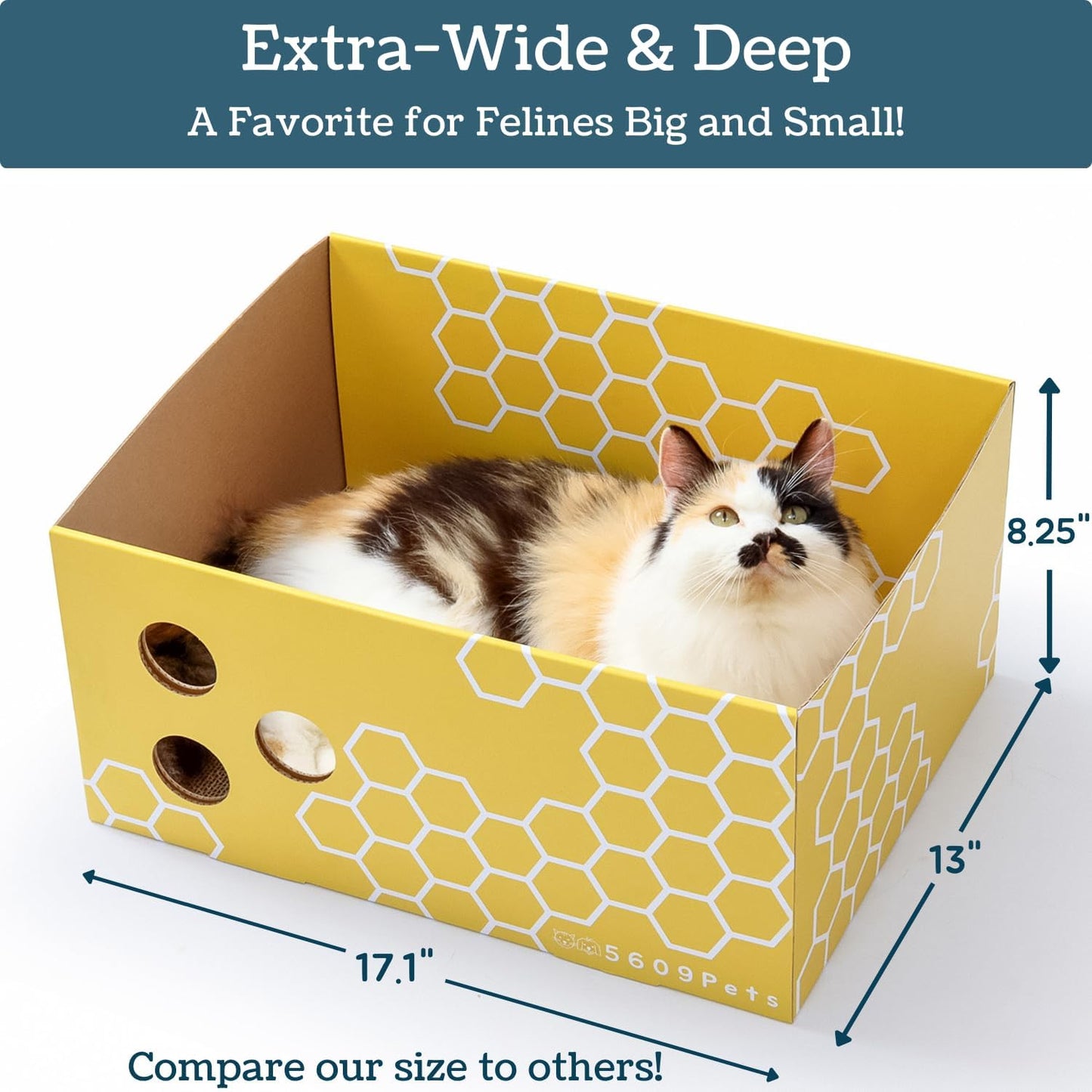 Heavy Duty Cardboard Cat Scratcher Box with Refillable Double-Sided Cat Scratching Board for Indoor Cats