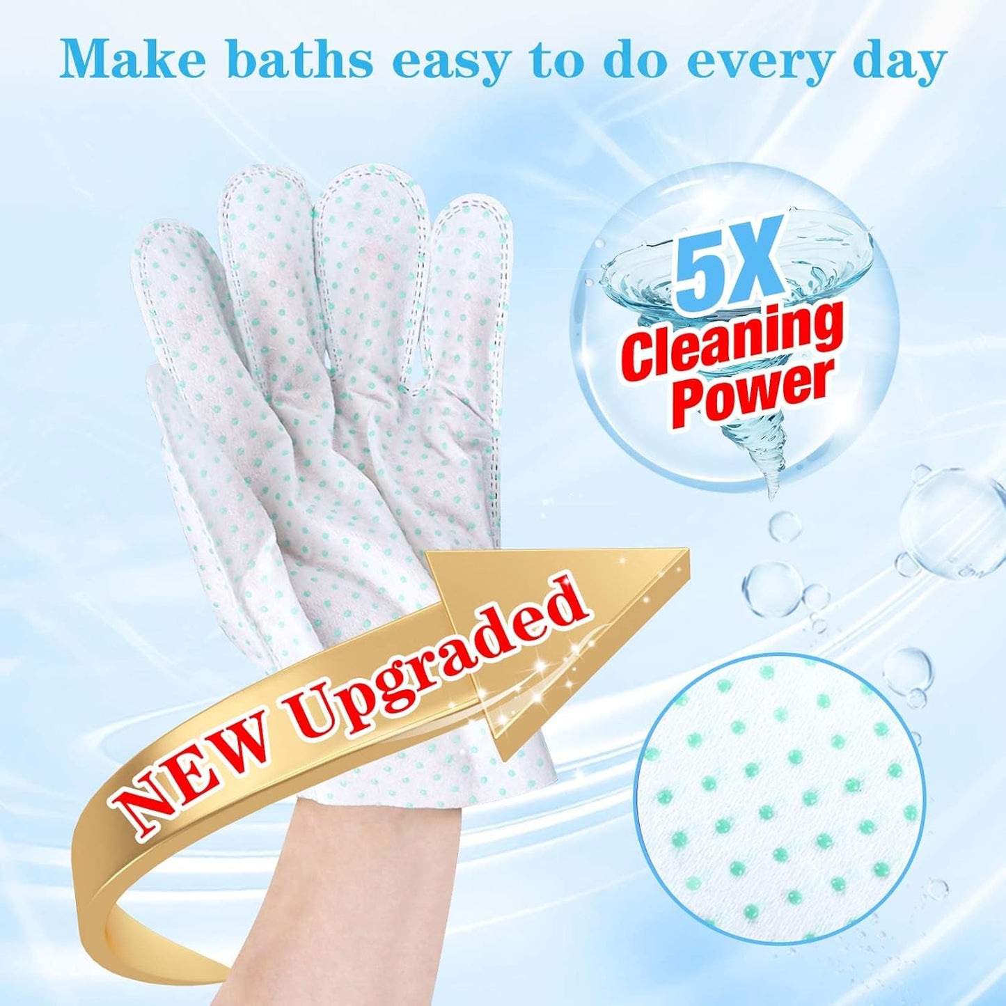Dog Cleaning Gloves Wipes 15pcs Deodorizing Disposable Pet Grooming Bathing Gloves Extra Thick, No Rinse Shampoo Dry Cleaning Gloves for Dogs & Cats Paw Face Ear Fur and Butt