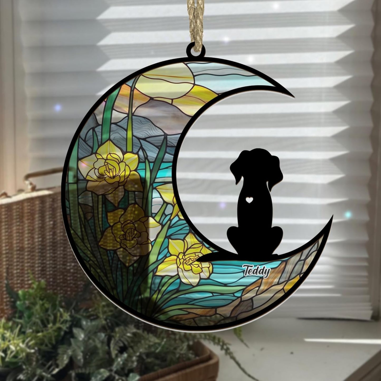 Personalized Dog Memorial Suncatcher Ornament - Custom Name Dog Decor, Dog Memorial Christmas Ornament, Gift for Dog Lover, Loss of Pet Sympathy Gift, Pet Remembrance Keepsake, in Loving Memory Gift