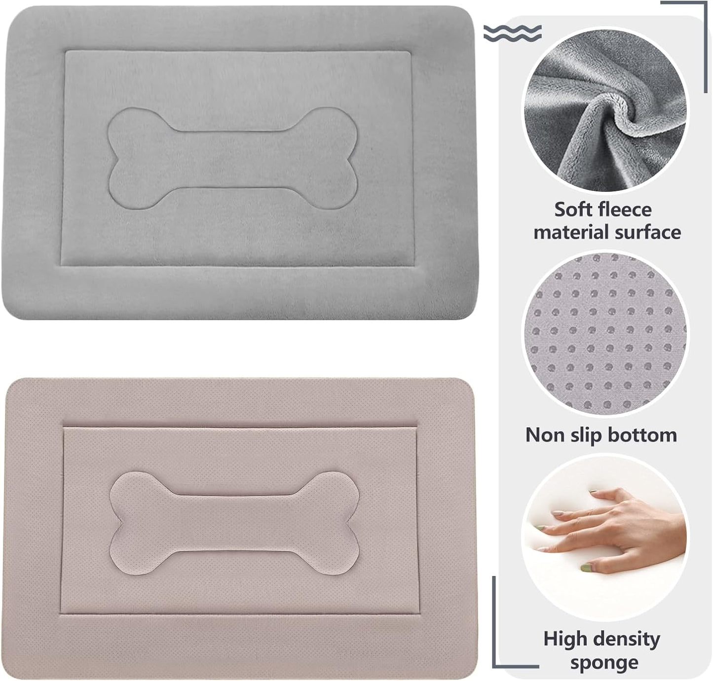 JoicyCo Dog Bed, 36 in Non-Slip Mattress, Soft Fleece Plush Material, Washable, for Medium/Large Dogs, Cat Bed Kennel Pad, Clay Gray