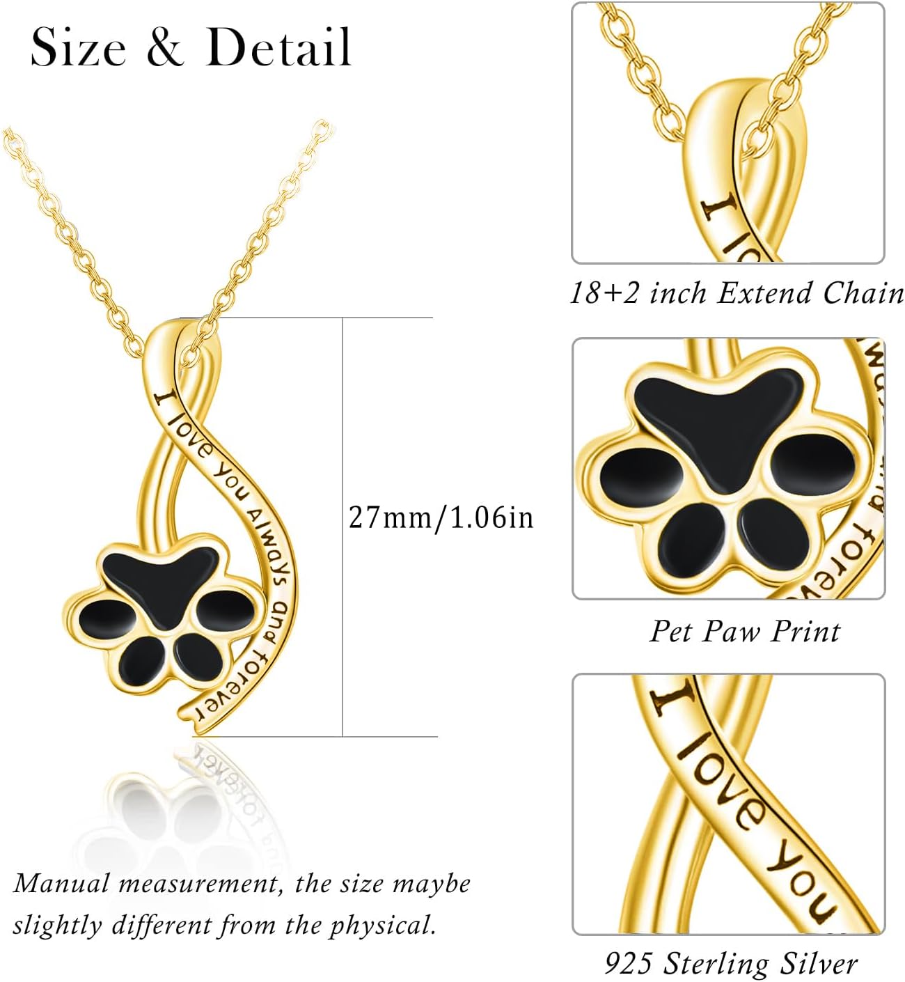 Dreamboat Urn Necklace for Dog Cat Ashes 925 Sterling Silver Pet Cremation Memorial Pendant Paw Print Ash Keepsake Jewelry for Women