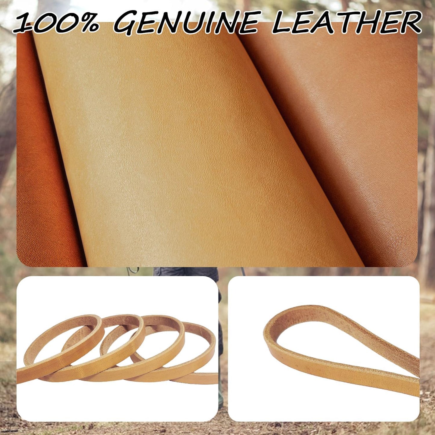 LWBMG Leather Dog Leash - 4ft x 1/2 inch Heavy Duty, Braided, Comfortable for Medium & Small Dogs - Tan