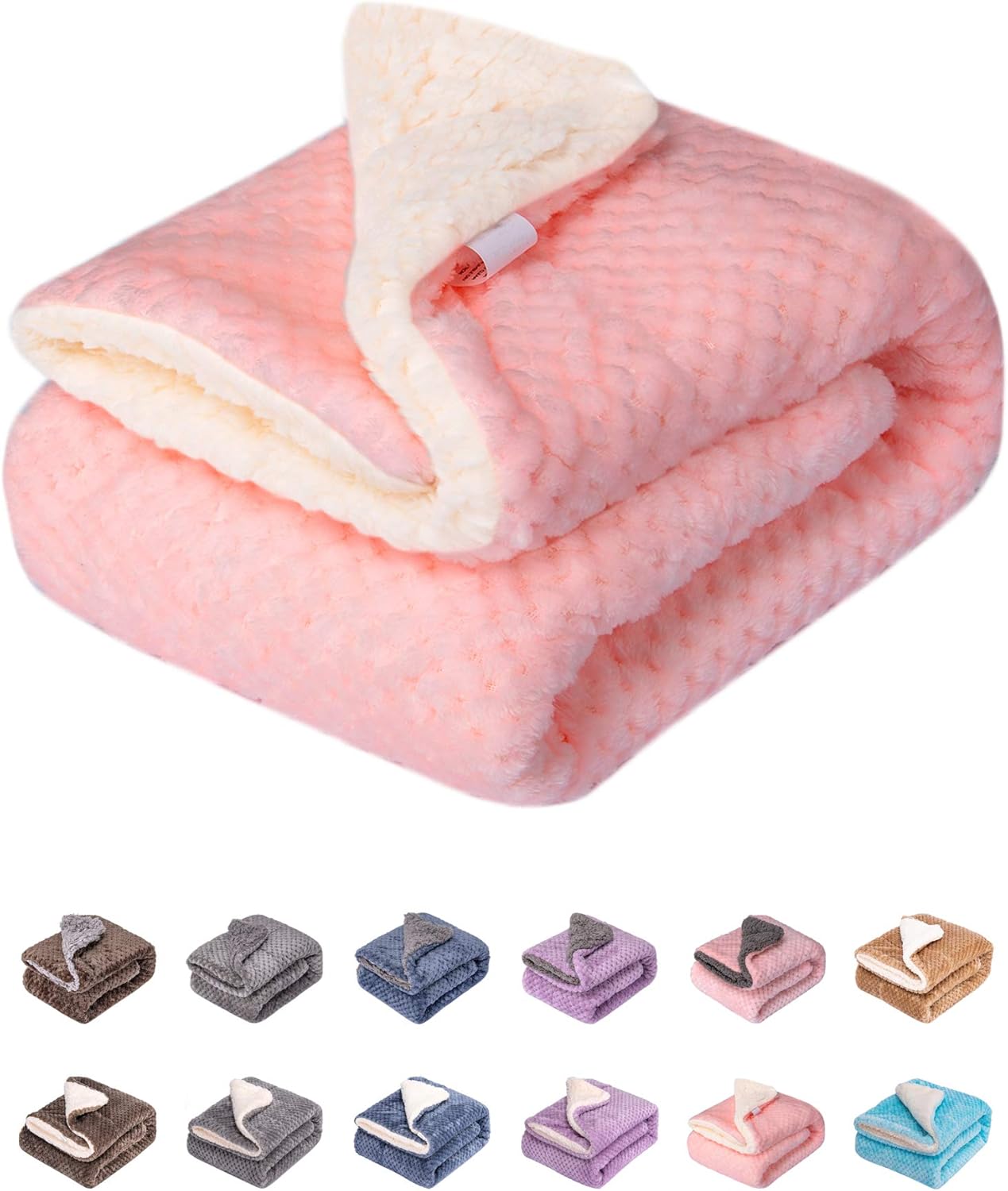 DW Plush Fleece Receiving Blanket for Dog, Cat, Pet - Warm & Soft, Couch, Sofa, Travel & Outdoor, Camping (24" x 32"), Baby Pink