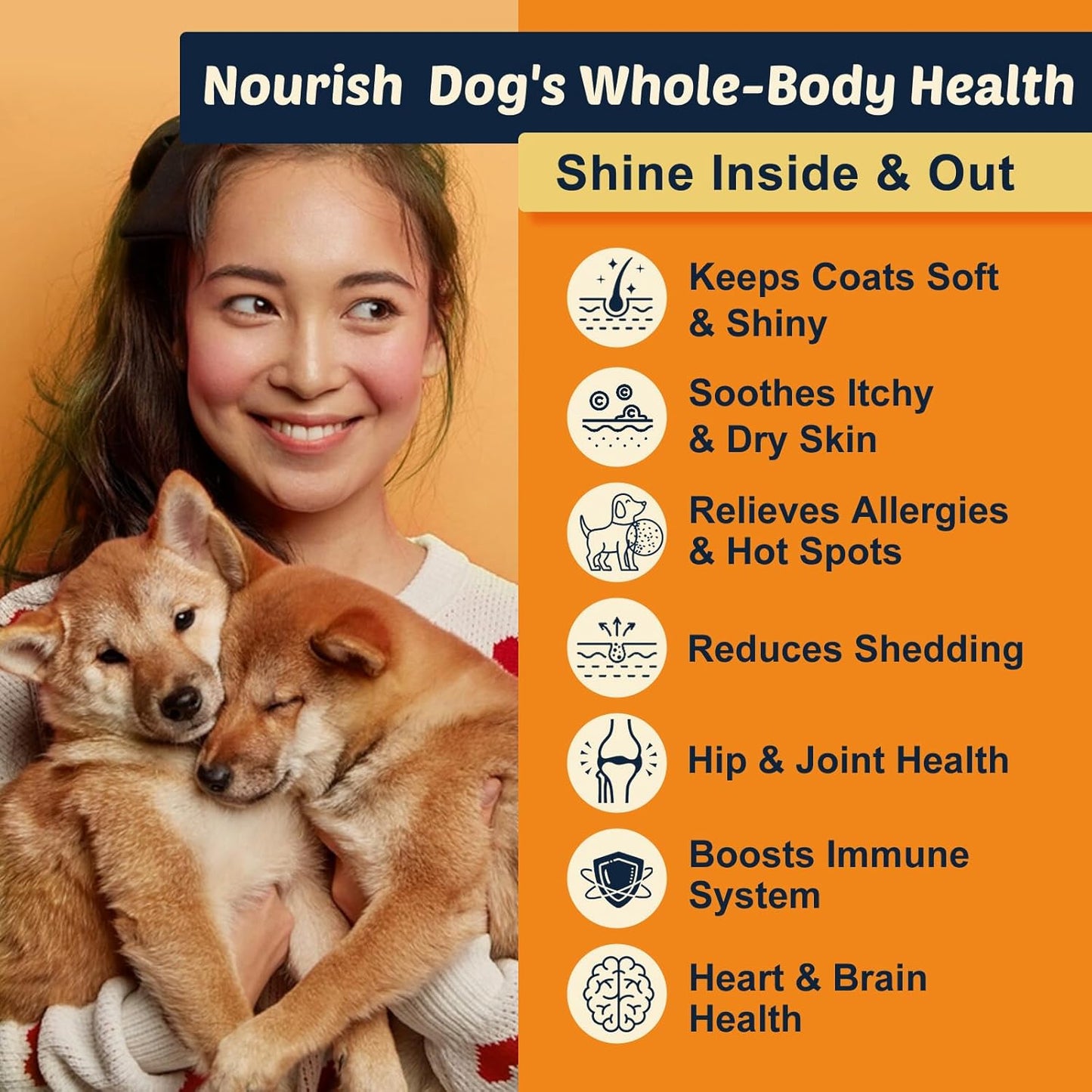 Omega 3 Fish Oil for Dogs, Salmon Oil for Dogs with EPA & DHA for Skin & Coat Health, Itch & Allergy Relief, Dog Shedding, Hot Spots Treatment, Joint Support, with Astaxanthin & Vitamin E