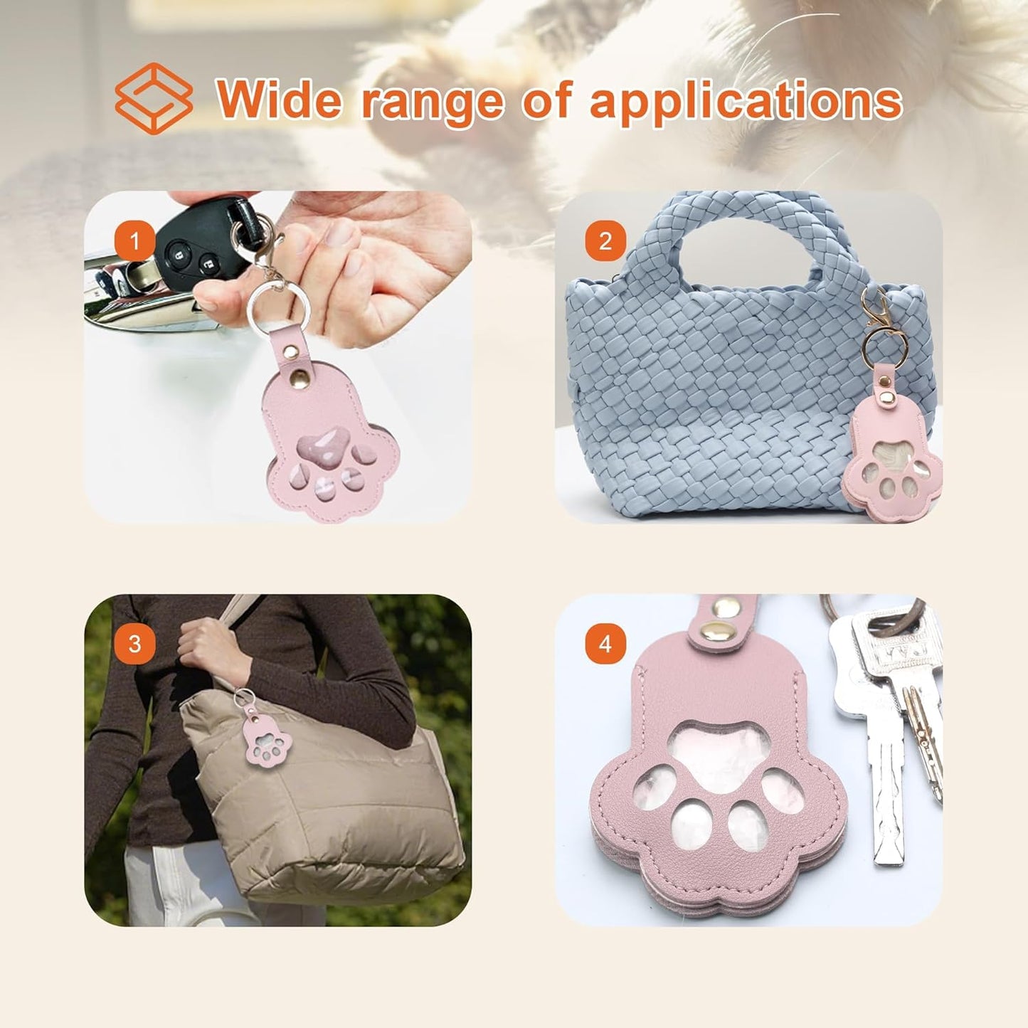 Pet Memorial Keychain Dog Paw Keepsake Photo Holder Heartfelt Memorial Gift for Loss of Dog and Cat Holds Fur and Pictures Keychain or Bag Charm for Bereaved Pet Owners (2Pack Pink)