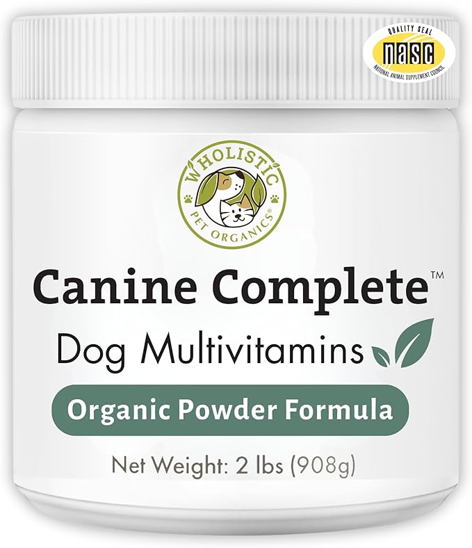 Wholistic Pet Organics Canine Complete - Dog Multivitamin Powder - 2 Lb - Daily Dog Vitamins and Supplements for Homemade Food - Immune System, Skin, Coat & Overall Health - Small and Large Breed