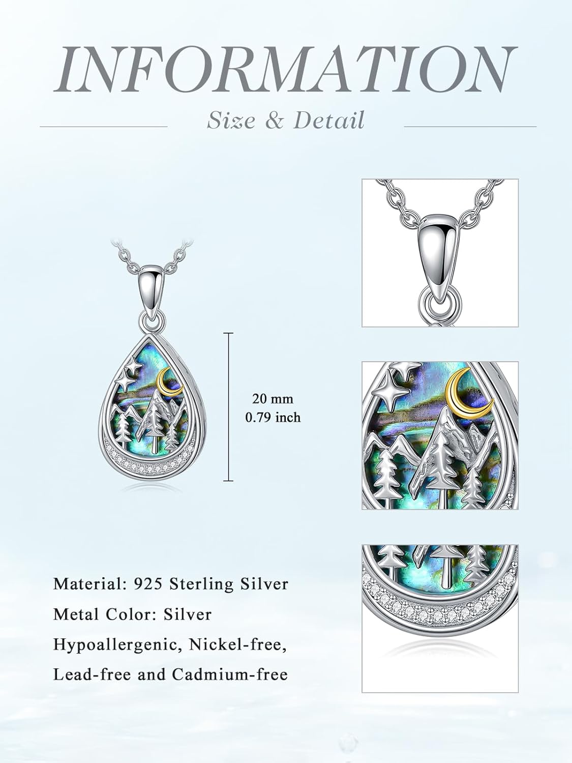 WINNICACA Urn Necklace for Ashes Sterling Silver Abalone Shell Cremation Jewelry for Ashes Jewelry Gifts for Nature Lovers Keepsake Memorial Jewelry for Women