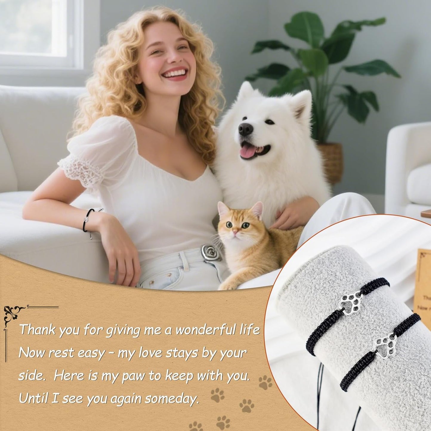 Dog Memorial Gifts for Loss of Dog Sympathy Gift, Paw Print Friendship Bracelets Dogs Passing Away Sympathy Gifts for Cat & Dogs Lover