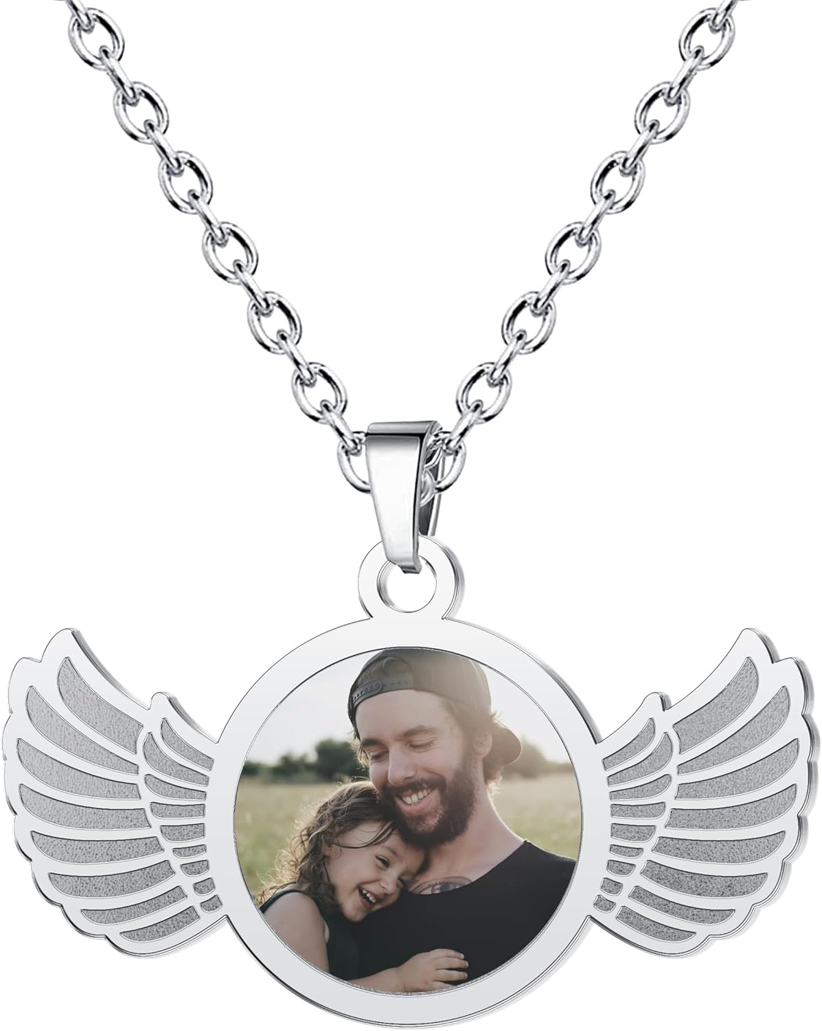 CharmSStory Personalized Photo Necklaces Custom Engraved Name Necklace Memory Keepsake Picture Necklace Pendant Customized Gifts for Women Men