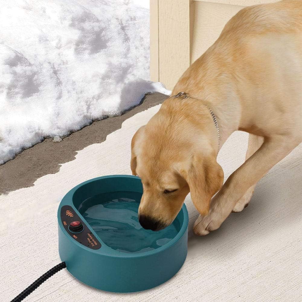 Heated Water Bowl for Dog & Cat, Outdoor Heated Dog Bowl with Chew Resistant Power Cord, Waterproof Heated Pet Bowl Smart Thermal-Dish in Winter for Dog Cat Chicken Duck, 108 OZ 30 Watts