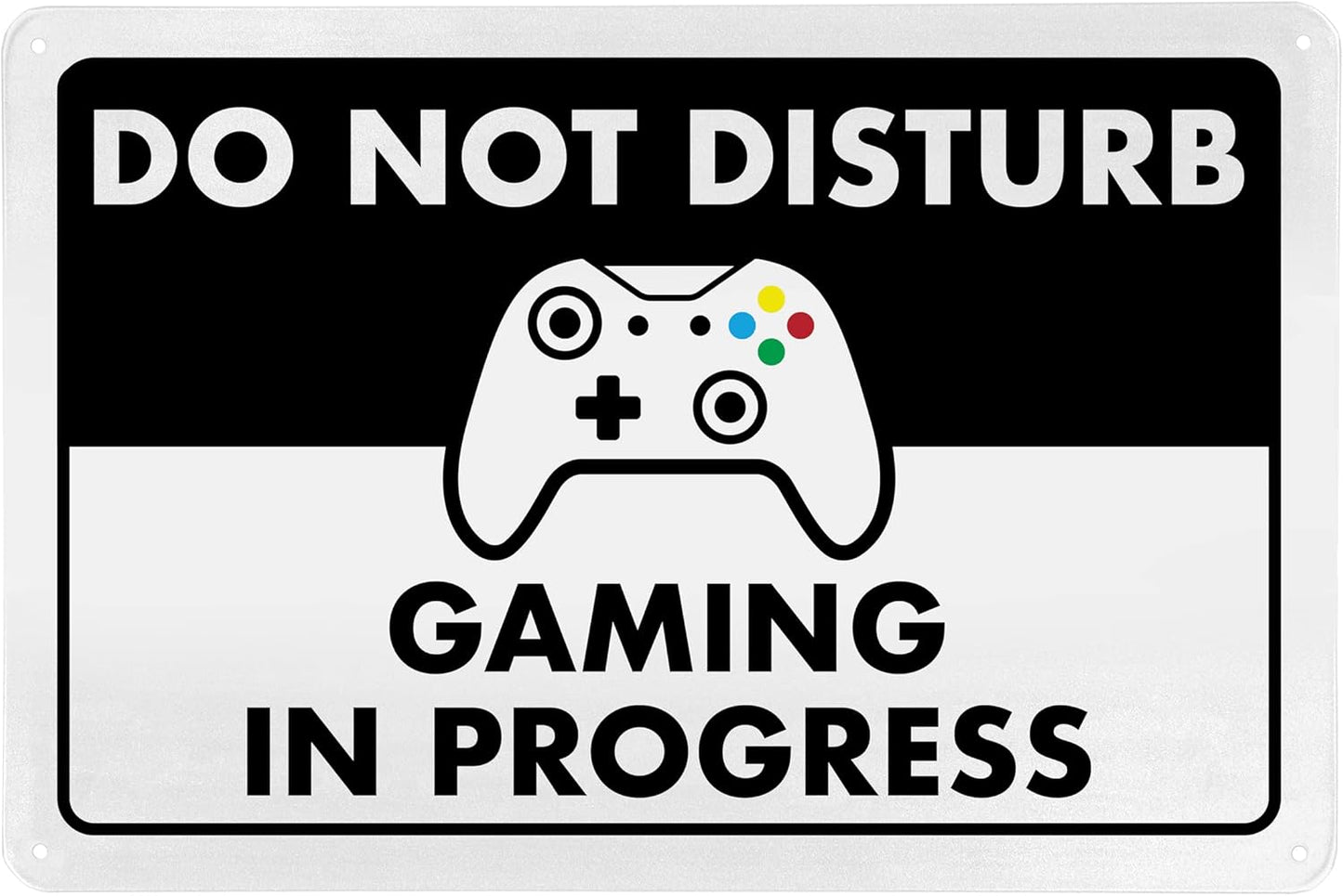 Do Not Disturb Gaming In Progress - Metal Gaming Sign - 8" x 12" - Bedroom Sign Decor, Cool Gaming Room Decor - ENVISIONED Signage