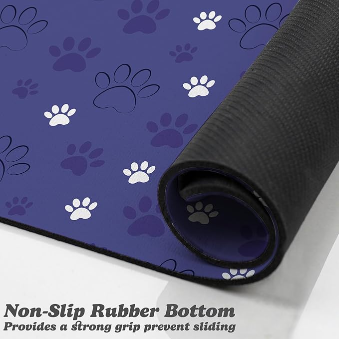 Dog Food Mat, Absorbent Water Bowl Mats Cat Pet Feeding Placemats Dark Blue 24 * 32 inch