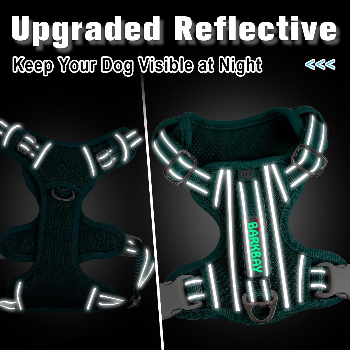 BARKBAY Dog Harness No Pull with ID Tag Pocket - Heavy Duty, Reflective, Easy Control for Large Dogs(Ocean Blue,XS)