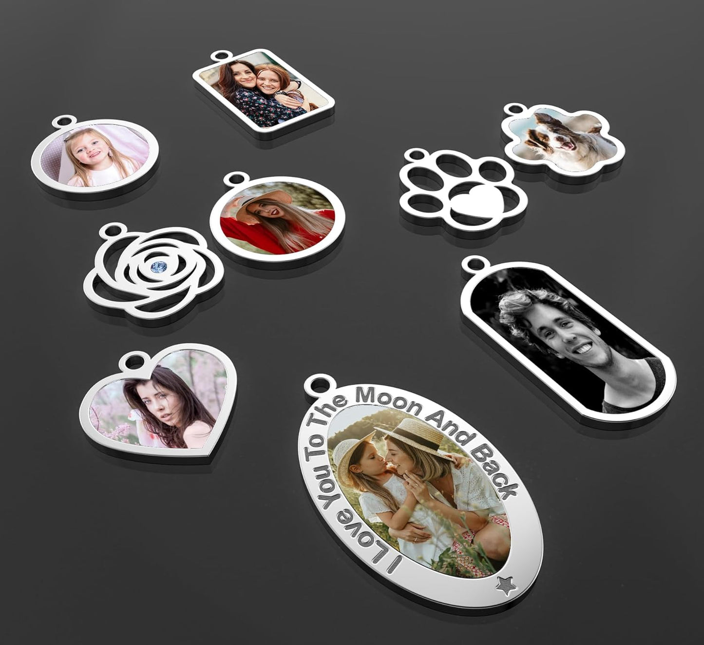 CharmSStory Personalized Photo Necklaces Custom Engraved Name Necklace Memory Keepsake Picture Necklace Pendant Customized Gifts for Women Men