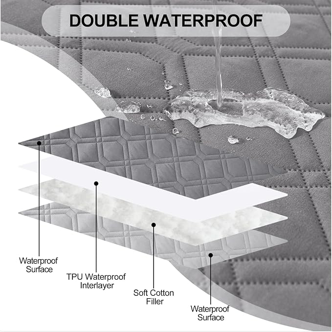 Smiry Waterproof Dog Blanket, 68x82 Inch Soft Pet Bed Cover Reversible, Washable Sofa Couch Furniture Protector for Small Medium Large Dog Puppy Cat, Grey/Light Grey