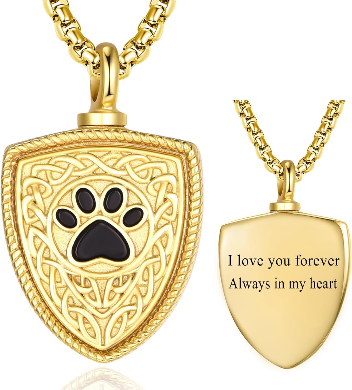 Pet Cremation Urn Necklace for Dog Cat Ashes 925 Sterling Silver Paw Print Keepsake Pendant Celtic Knot Memorial Jewelry for Women Men