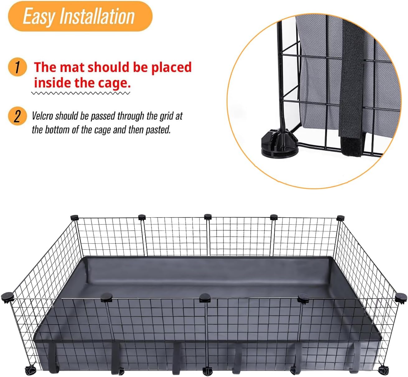 Guinea Pig Cage Liner Tarp Bottom Waterproof and Washable Base Also for Rabbits Canvas Bottom, Bunny, Chinchesillas, Hedgehog, Ferrets and Other Small Animals(24x48 inches)
