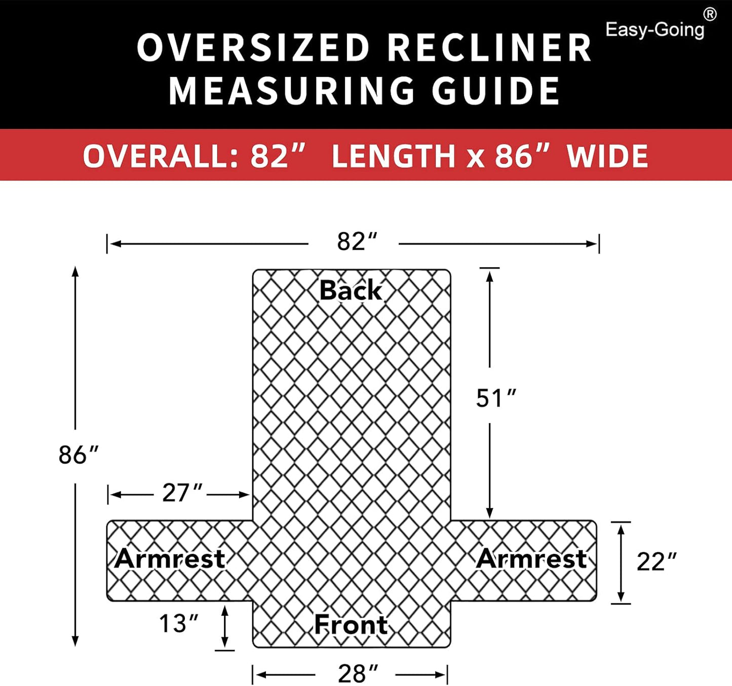 Easy-Going Oversized Recliner Chair Slipcover Reversible Sofa Cover Water Resistant Couch Cover Furniture Protector with Elastic Straps for Pets Dog (Oversized Recliner, Black/Black)