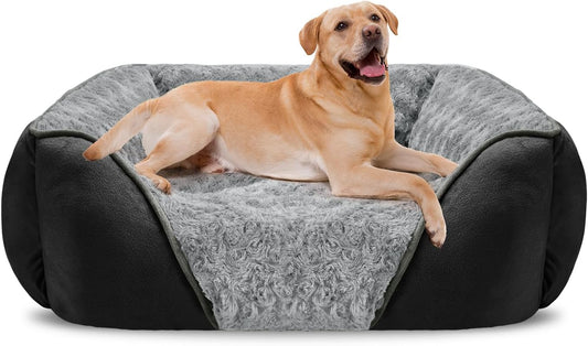 INVENHO XX-Large Dog Bed Rectangle Washable Orthopedic Soft Calming Sleeping Durable Pet Cuddler with Anti-Slip Bottom